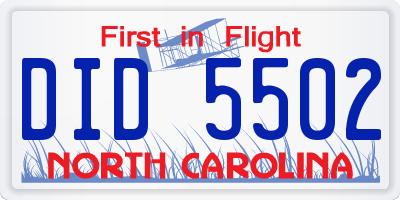 NC license plate DID5502