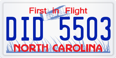 NC license plate DID5503