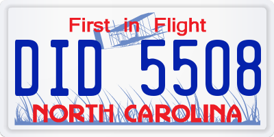 NC license plate DID5508