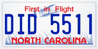 NC license plate DID5511