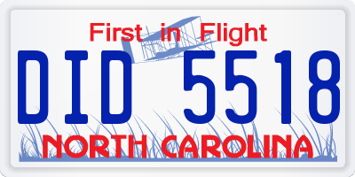 NC license plate DID5518