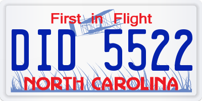 NC license plate DID5522