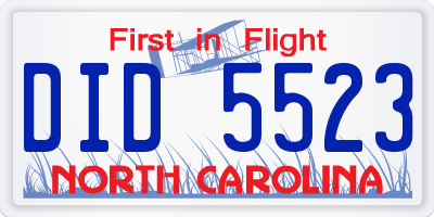 NC license plate DID5523