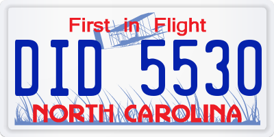 NC license plate DID5530