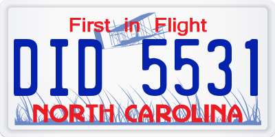 NC license plate DID5531
