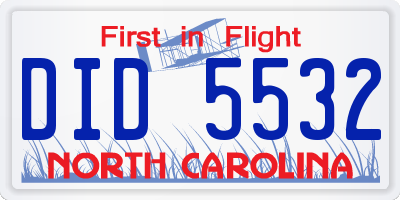 NC license plate DID5532