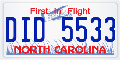 NC license plate DID5533