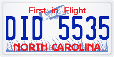 NC license plate DID5535