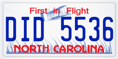 NC license plate DID5536