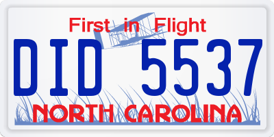 NC license plate DID5537