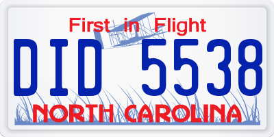 NC license plate DID5538