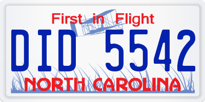 NC license plate DID5542