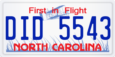 NC license plate DID5543
