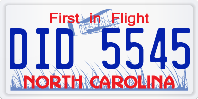 NC license plate DID5545