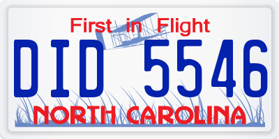NC license plate DID5546