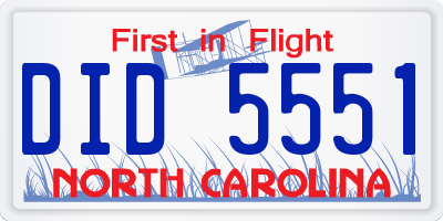 NC license plate DID5551