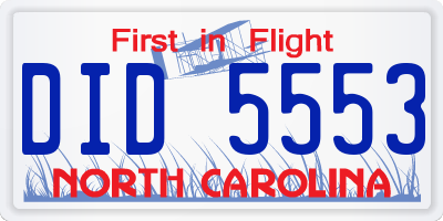 NC license plate DID5553