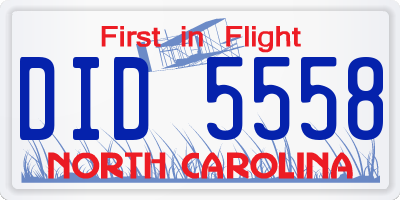 NC license plate DID5558