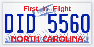 NC license plate DID5560