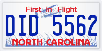 NC license plate DID5562
