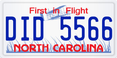 NC license plate DID5566
