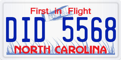NC license plate DID5568