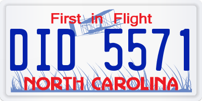 NC license plate DID5571