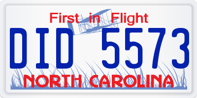 NC license plate DID5573