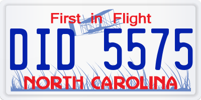 NC license plate DID5575