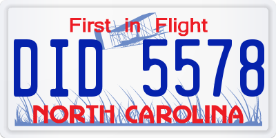 NC license plate DID5578
