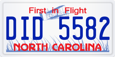 NC license plate DID5582