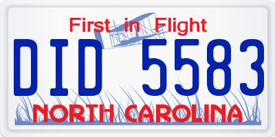 NC license plate DID5583