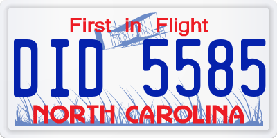 NC license plate DID5585
