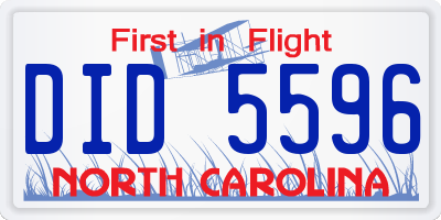 NC license plate DID5596
