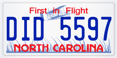 NC license plate DID5597