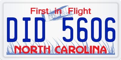 NC license plate DID5606