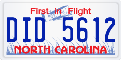 NC license plate DID5612