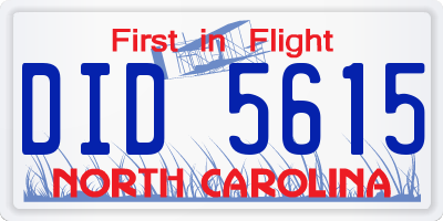 NC license plate DID5615