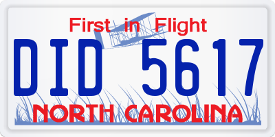 NC license plate DID5617