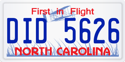 NC license plate DID5626