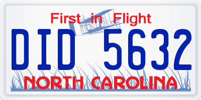 NC license plate DID5632