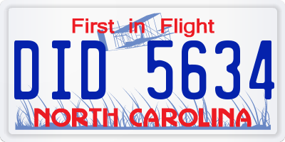 NC license plate DID5634