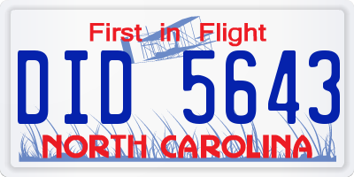 NC license plate DID5643