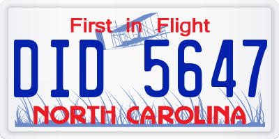 NC license plate DID5647