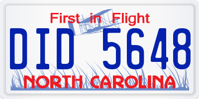 NC license plate DID5648