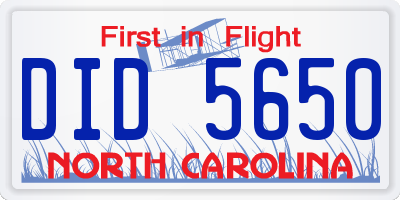 NC license plate DID5650