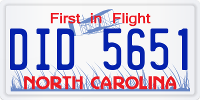 NC license plate DID5651