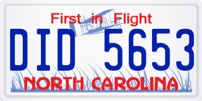 NC license plate DID5653
