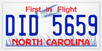 NC license plate DID5659