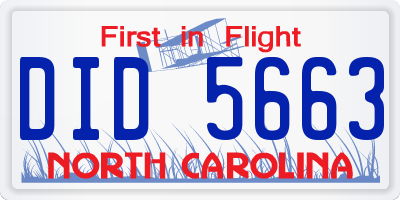 NC license plate DID5663